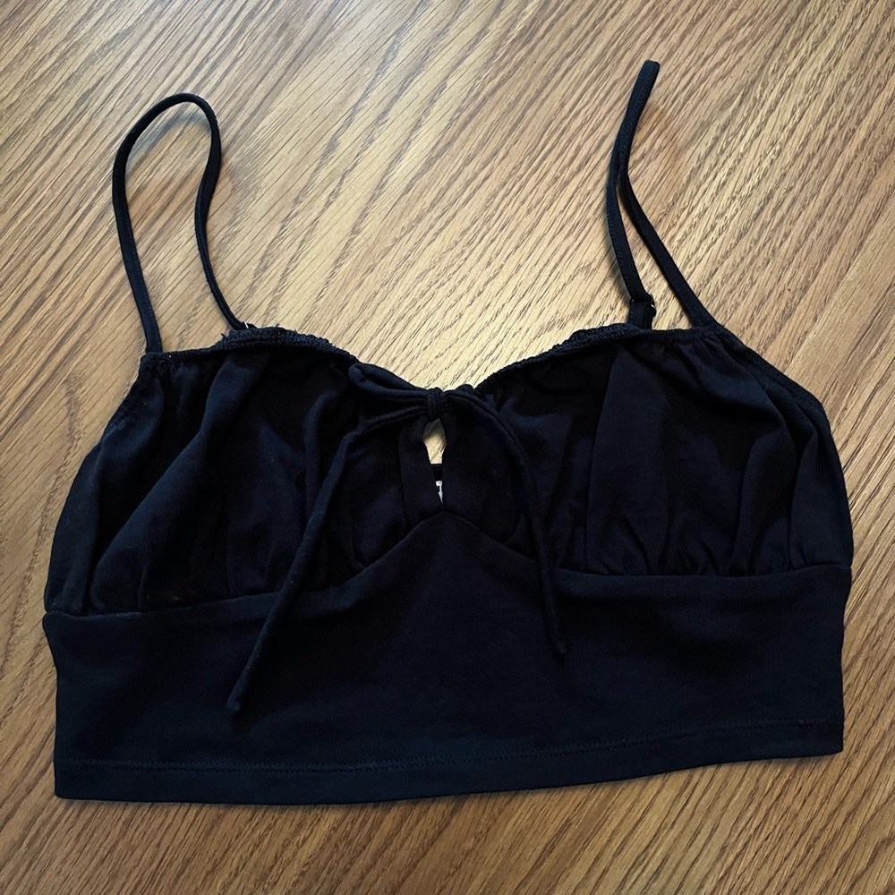 Sunday Best Black Tie-Front Bralette